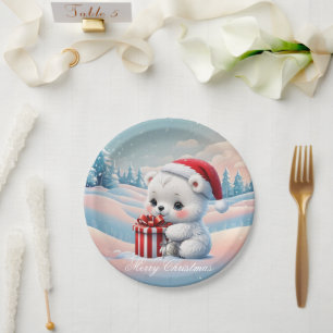 Little Christmas polar bear Paper Plate