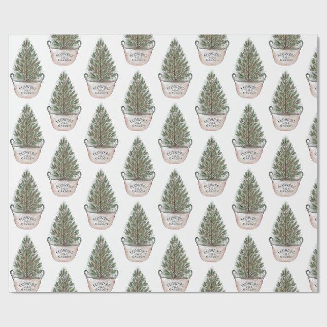 Little Christmas Tree Pattern Wrapping Paper (Flat)