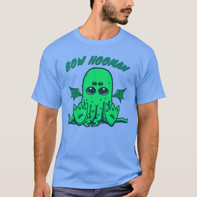 Little Chubby Kawaii Baby Cthulhu Bow Human Cosmic T-Shirt (Front)