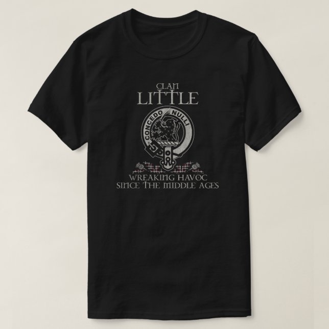 Little Clan crest Scottish surname tartan Thistle T-Shirt (Design Front)