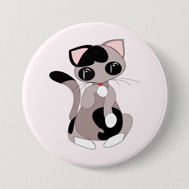 Little Cleaning Cat Pink Button Your Colours (Front)