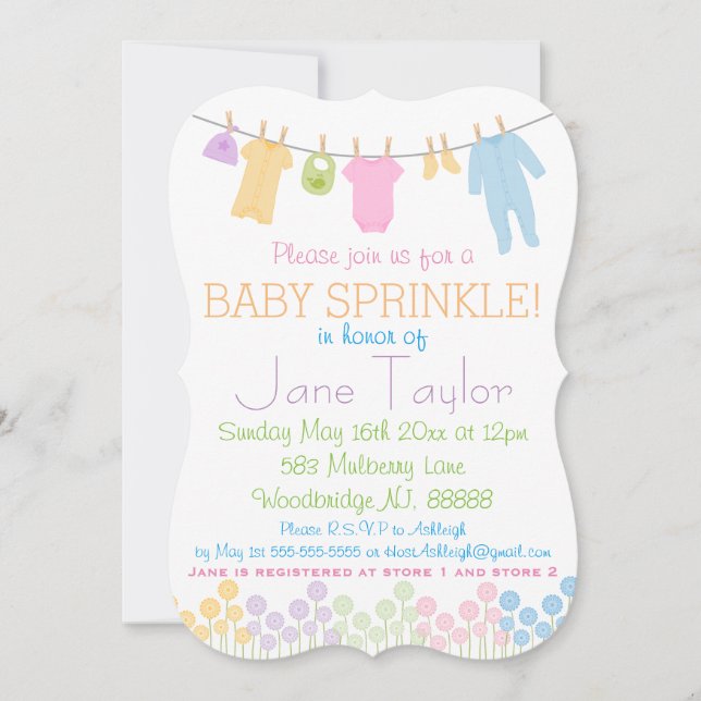 Little Clothes Baby Sprinkle Invitation (Front)