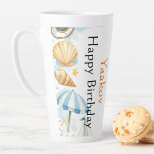Little Coastal Explorer 4th Birthday For Boy Party Latte Mug