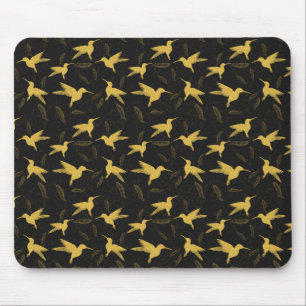 Little colibri bird seamless pattern - dark mouse pad