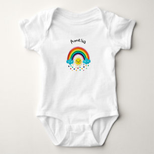 Little Colourful Sun Rainbow  Baby Bodysuit