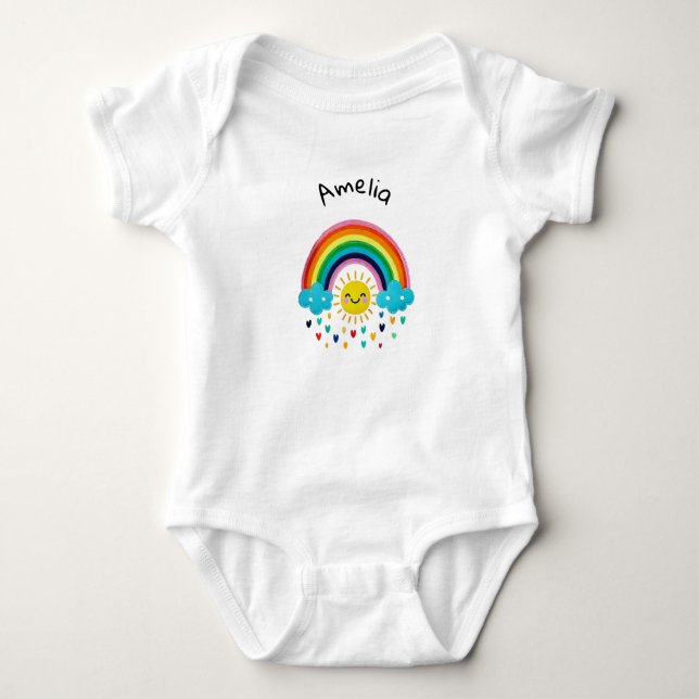 Little Colourful Sun Rainbow  Baby Bodysuit (Front)