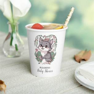 Little Colourful Wolf Baby Shower Paper Cups