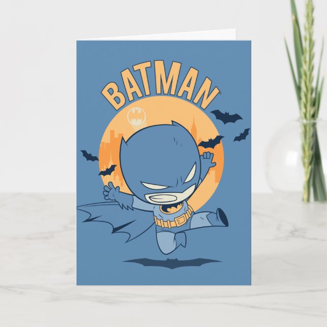 Little Comic Batman Flying Kick Card (Front)