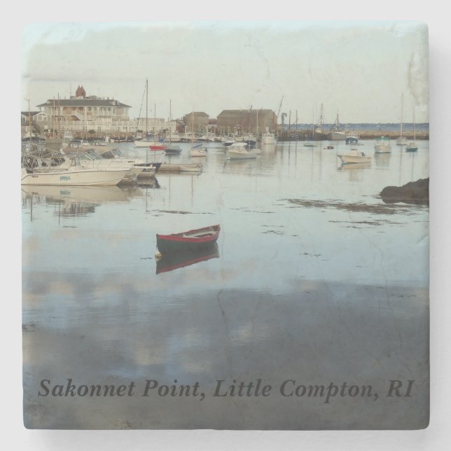 Little Compton, RI - Sakonnet Point Stone Coaster (Front)