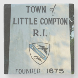 Little Compton, RI sign - Founded 1675 Stone Coaster