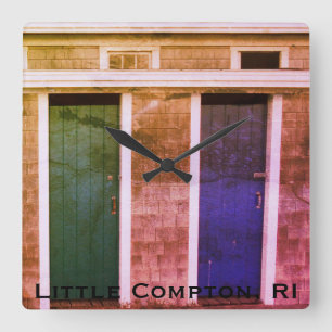 Little Compton, RI Summer Beach Cabanas (LC) Square Wall Clock