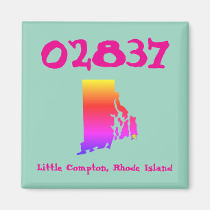 Little Compton, RI Zip Code - 02837 Pride Rainbow Magnet