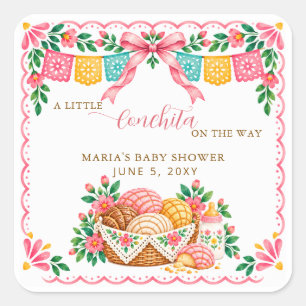 Little Concha On The Way Mexican Baby Shower Square Sticker