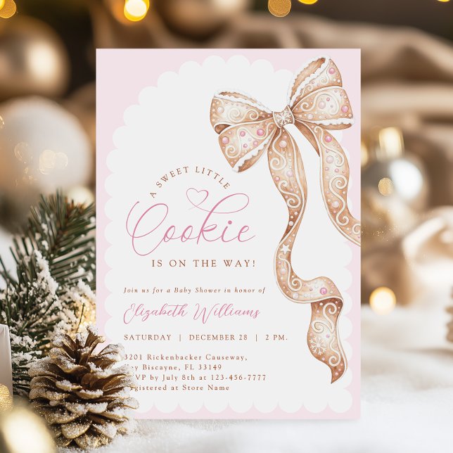 Little Cookie Bow Baby Shower Invitation (Creator Uploaded)