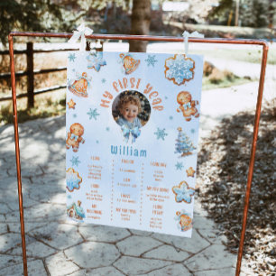 Little cookie boy 1st birthday photo Milestone Poster