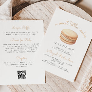 Little Cookie Macaron QR Code Neutral Baby Shower Invitation