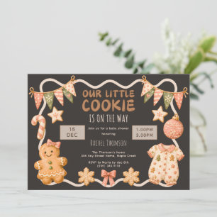 Little Cookie on the way Festive Girl Baby Shower Invitation