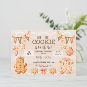 Little Cookie on the way Festive Girl Baby Shower Invitation