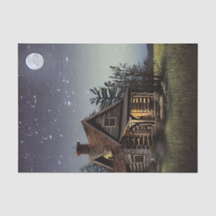 Little Cottage In The Moonlight Tissue Paper