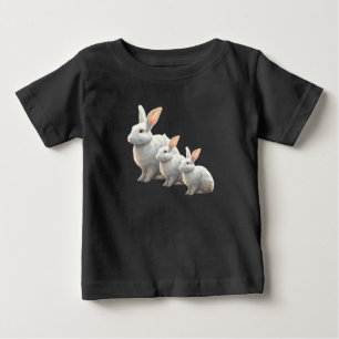 "Little Cotton Bunny Bliss: Baby White T-Shirt for