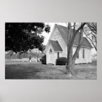 Little Country Church in Black and White
