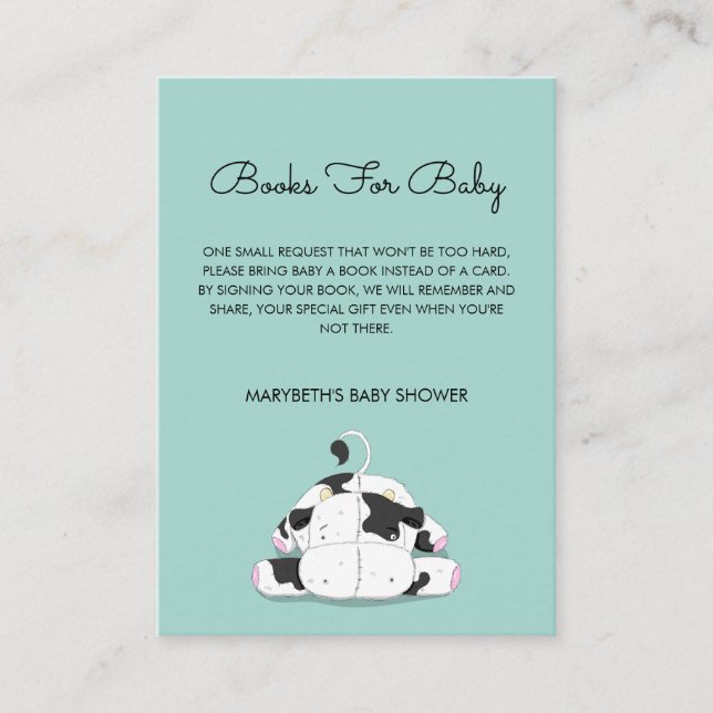 Little Cow Baby Shower Bring A Book Request Card (Front)