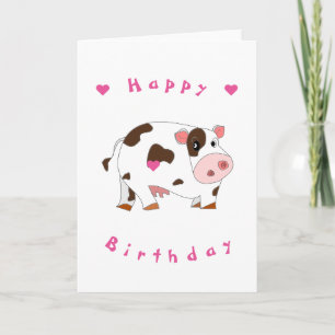 Little Cow Birthday Card - Customisable