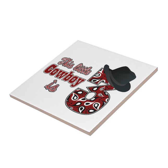 Little Cowboy 3rd Birthday Tile (Side)