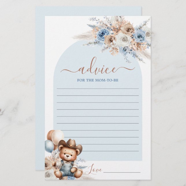 Little Cowboy Advice for the Mum To Be card (Front/Back)