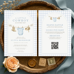 Little Cowboy All in One Boy Baby Shower  Invitation