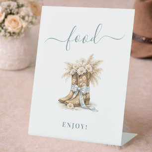 Little Cowboy Baby Boy Shower Elegant Food Pedestal Sign