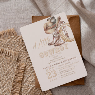 Little Cowboy Baby Girl shower Gender Neutral  Invitation
