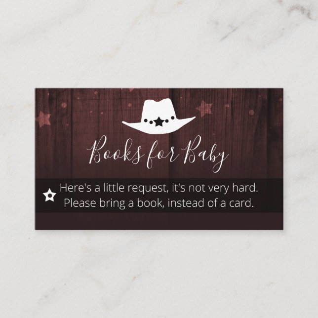 Little Cowboy Baby Shower Books for Baby Request Business Card (Front)