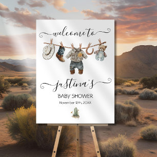 Little Cowboy Baby Shower Boy Clothesline Welcome Poster