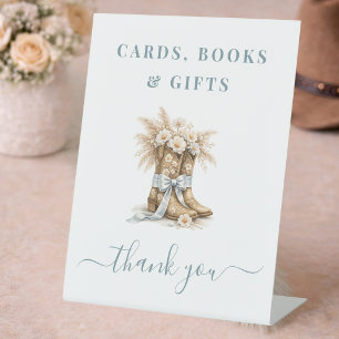 Little Cowboy Baby Shower Cards Books and Gifts Pedestal Sign