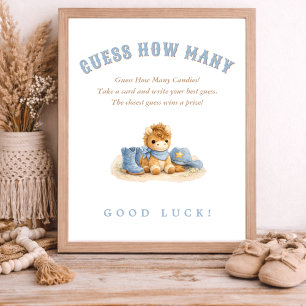 Little Cowboy Baby Shower Game Guess How Many Poster