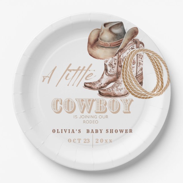 Little Cowboy Baby shower  Paper Plate (Front)
