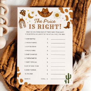 Little Cowboy Baby Shower Price Is Right Game Card