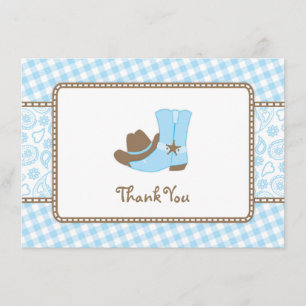 Little Cowboy Baby Shower Thank You blue and brown