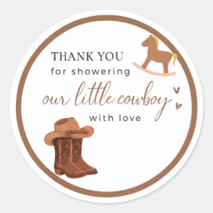 Little Cowboy Baby Shower Thank You Sticker