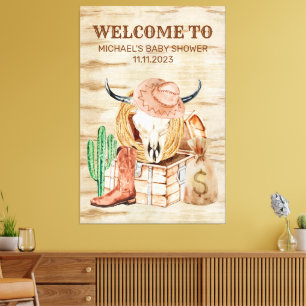 Little Cowboy Baby Shower Welcome Western Canvas Print