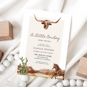 Little Cowboy Baby Shower Western Theme Invitation