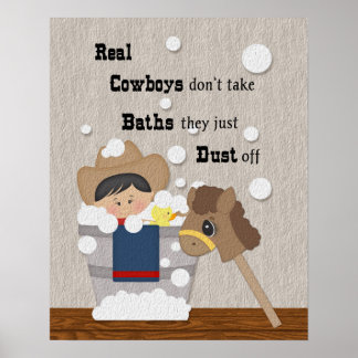 Little Cowboy Bath Time Wordart Poster