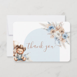 Little Cowboy Bear Baby Shower Boy thank you card