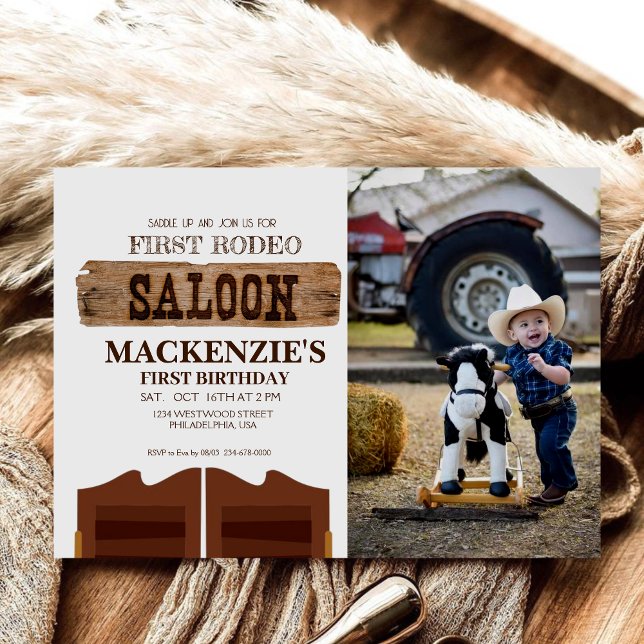 Little Cowboy Birthday Party First Rodeo wild West Invitation (Creator Uploaded)