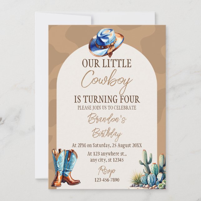 Little Cowboy Birthday Party Invitation (Front)