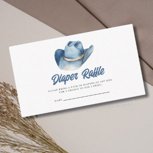 Little Cowboy Blue Baby Shower Diaper Raffle Enclosure Card