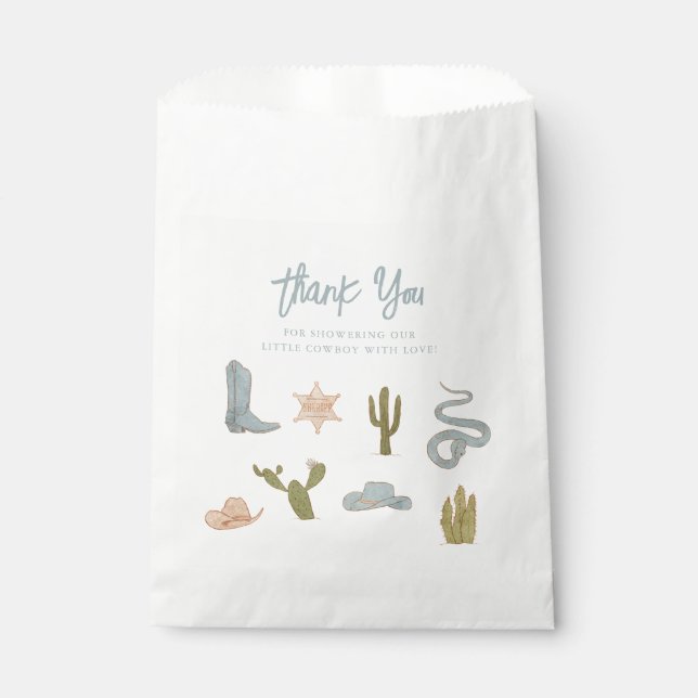 Little Cowboy Blue Baby Shower Favour Bags (Front)