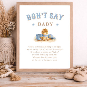 Little Cowboy Blue Baby Shower Game Don't Say Baby Poster