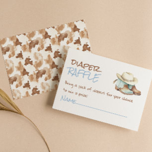 Little Cowboy Blue Brown Boots West Diaper Raffle Enclosure Card